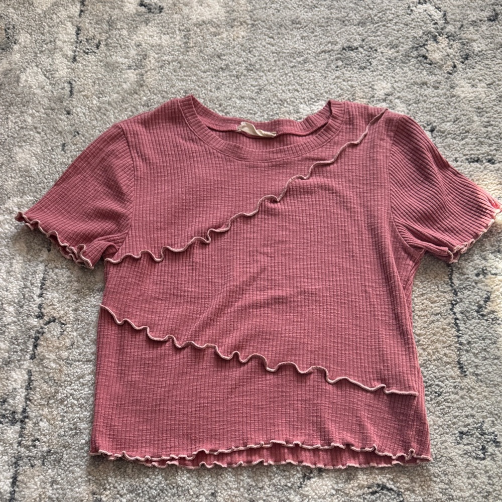 Altar'd State Mauve Ruffled Crop Top Size Small